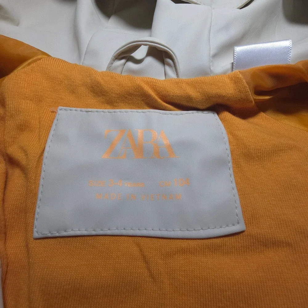 Zara Kids Rain Jacket‎ Hooded Colorblock Yellow Cream Size 3-4 Years NWOT